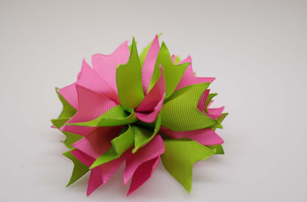 Small bowtique hair Bow with colors  Hot Pink, Apple Green